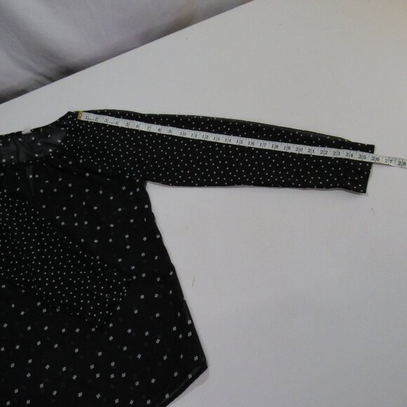 Old Navy Women's Chiffon Keyhole Long Sleeve Retro Ditsy Floral Black Size M - Picture 6 of 6